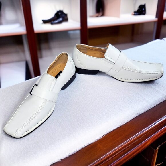 Men’s White square toe Slip-On Dress Shoes - Picture 2 of 7